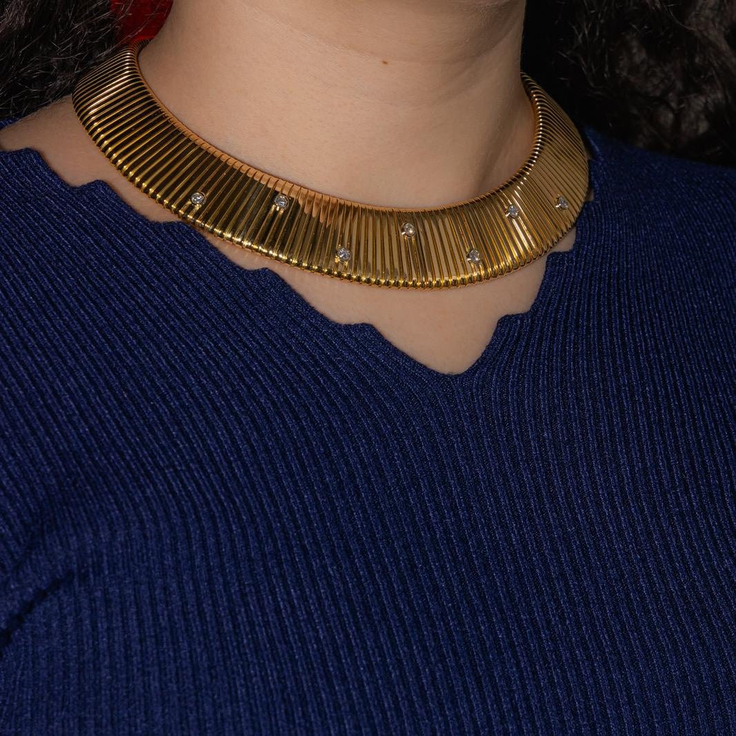 Collier Tubogas WEINGRILL en or jaune et diamants - Castafiore