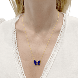 Collier VAN CLEEF & ARPELS Papillon maille forçat en or jaune, lapis-lazuli et diamant - Castafiore