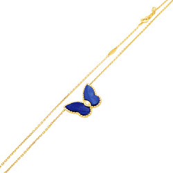Collier VAN CLEEF & ARPELS Papillon maille forçat en or jaune, lapis-lazuli et diamant - Castafiore