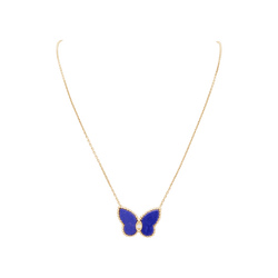 Collier VAN CLEEF & ARPELS Papillon maille forçat en or jaune, lapis-lazuli et diamant - Castafiore