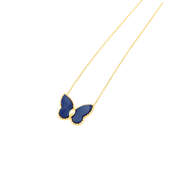 Collier VAN CLEEF & ARPELS Papillon maille forçat en or jaune, lapis-lazuli et diamant - Castafiore