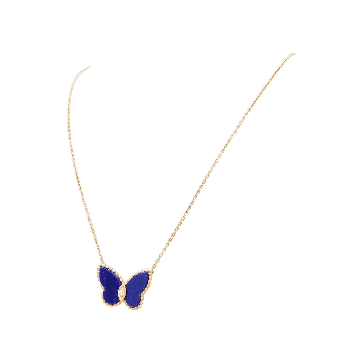 Collier VAN CLEEF & ARPELS Papillon maille forçat en or jaune, lapis-lazuli et diamant - Castafiore