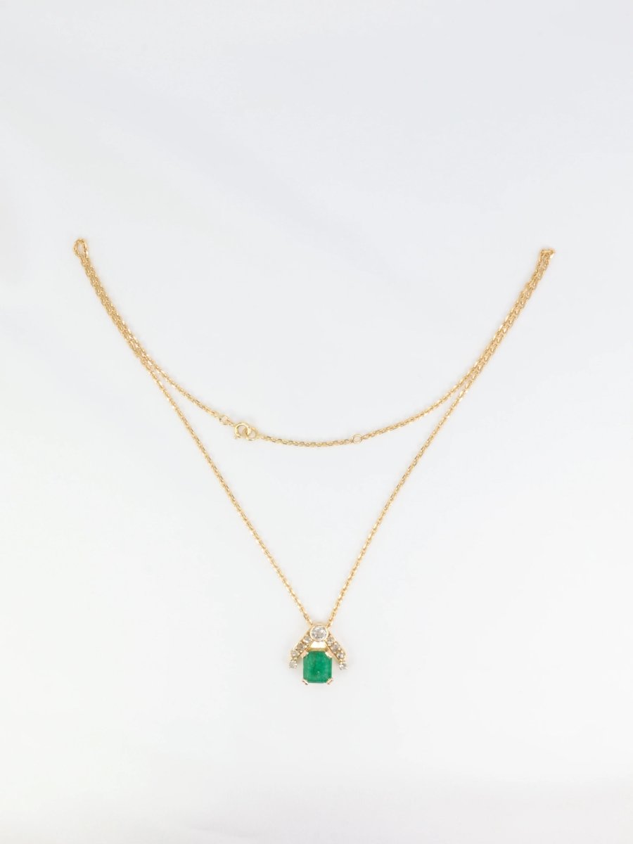 Collier vintage en or, émeraude et diamants - Castafiore