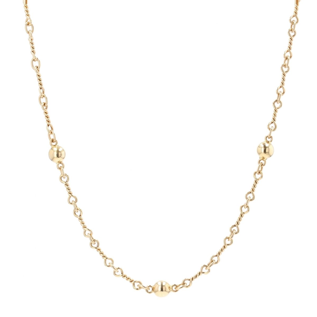 Collier vintage en or long perles d'or et maillons torsadés - Castafiore