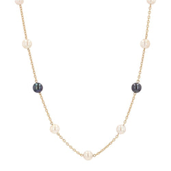 Collier VINTAGE Maille forçat en or jaune et perles de culture - Castafiore