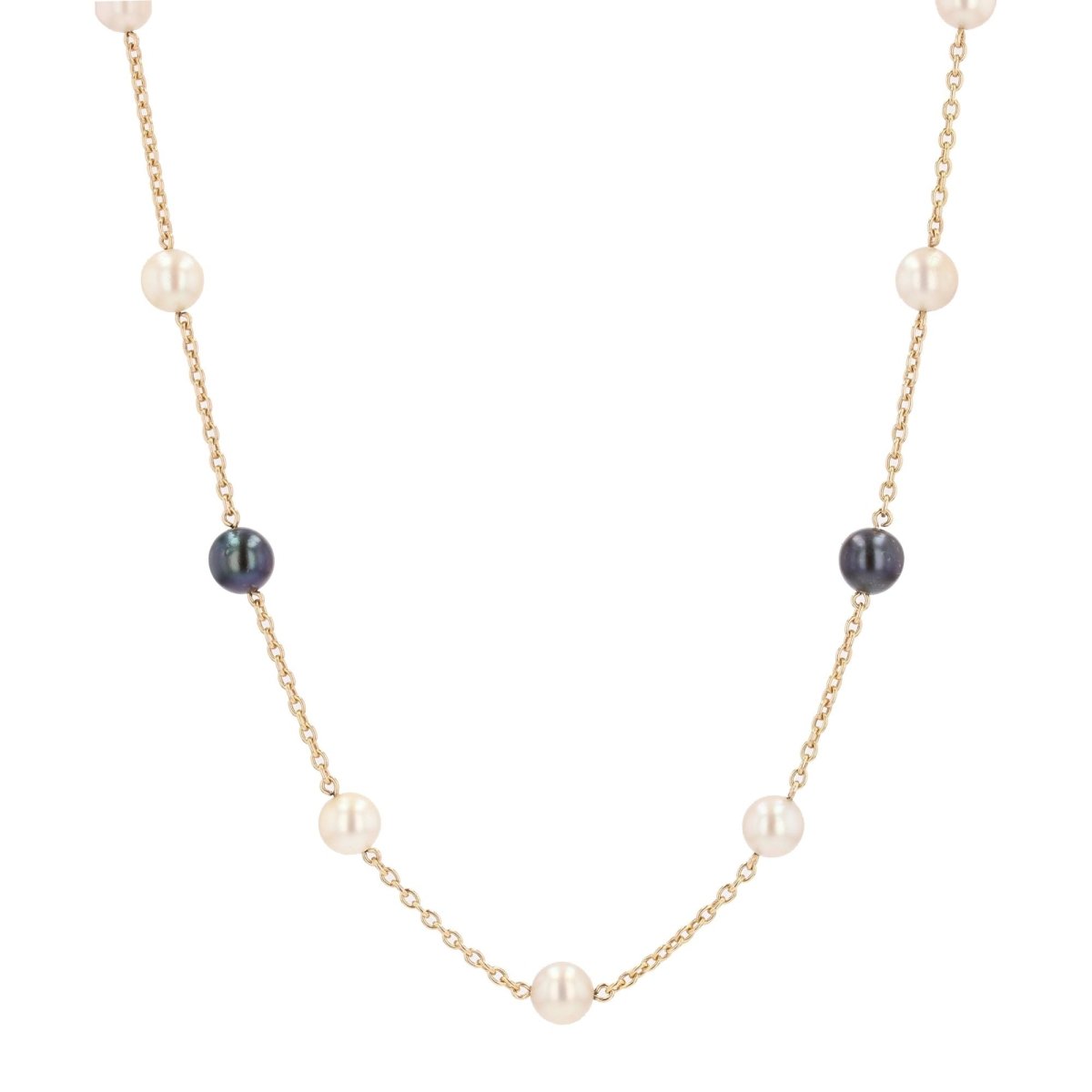 Collier VINTAGE Maille forçat en or jaune et perles de culture - Castafiore