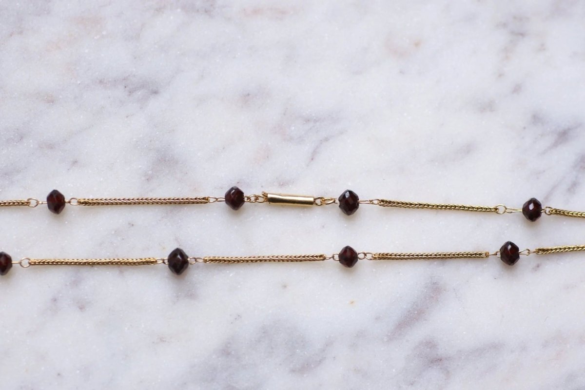 Collier vintage or et perles de grenat - Castafiore