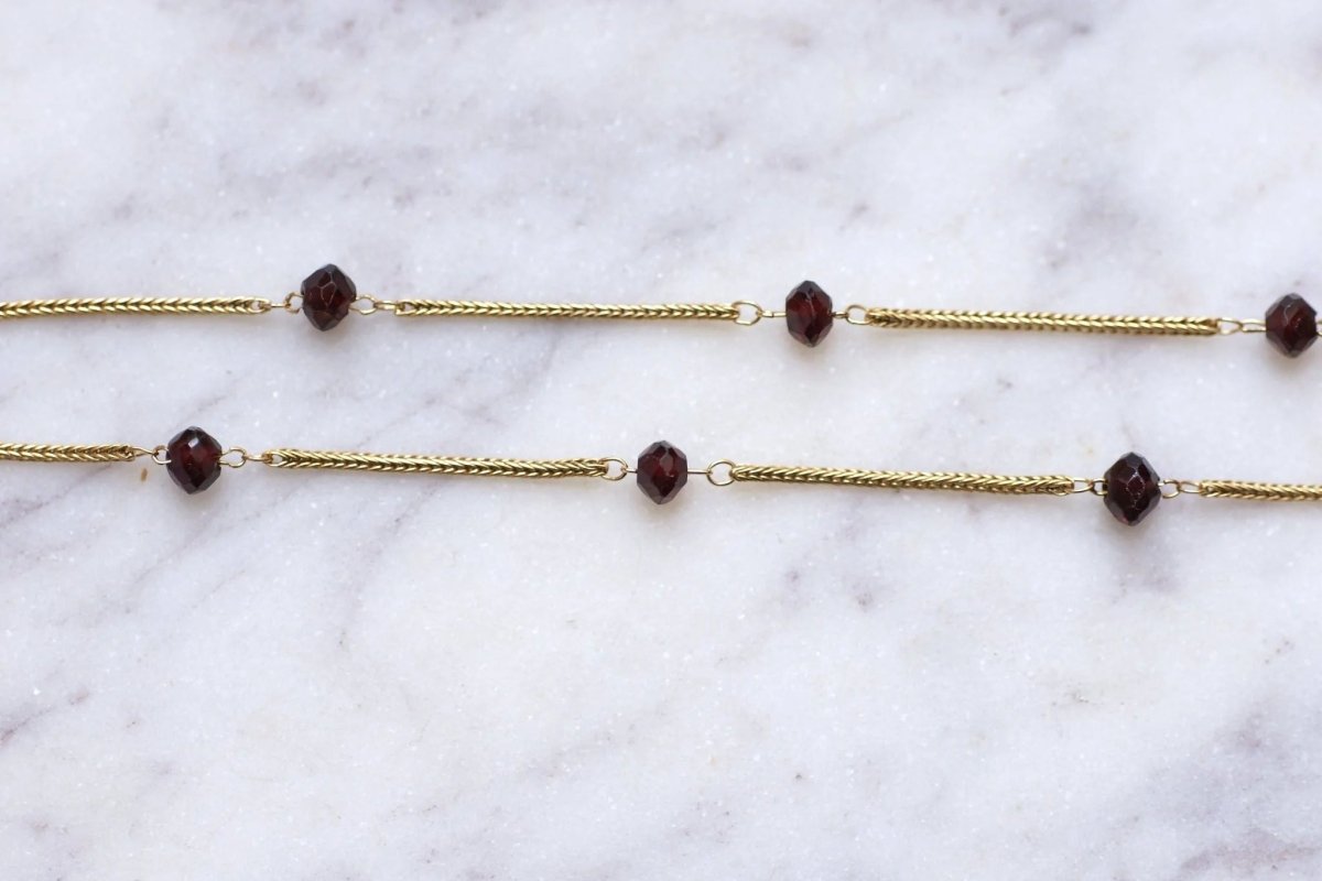 Collier vintage or et perles de grenat - Castafiore