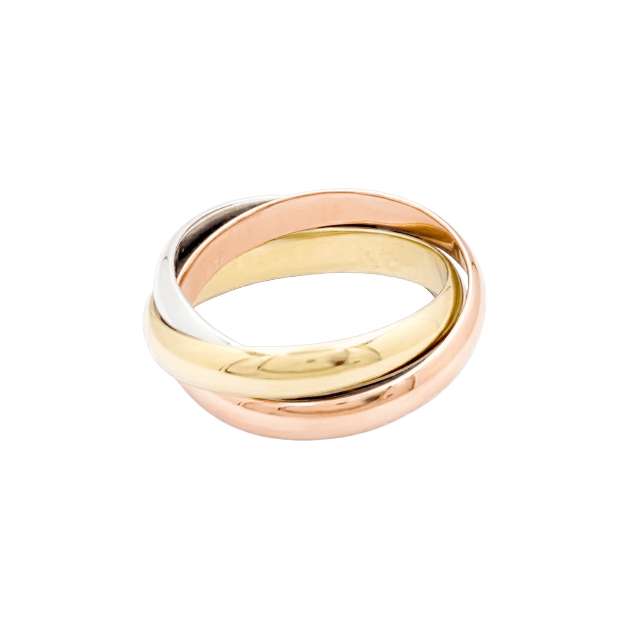 Bague Cartier, "Trinity Classique", trois anneaux en trois tons d'or.