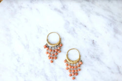 Créoles anciennes or et corail - Castafiore