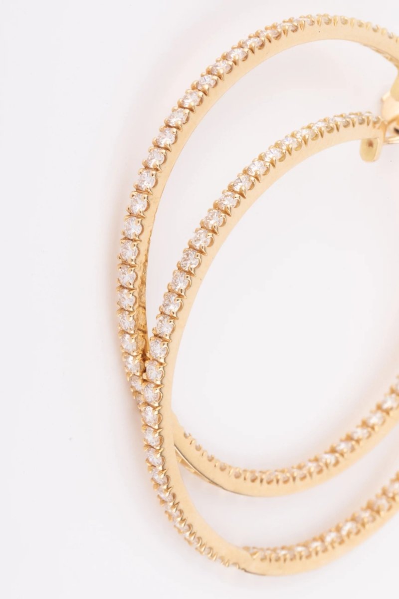 Créoles en or jaune pavées de diamants - Castafiore