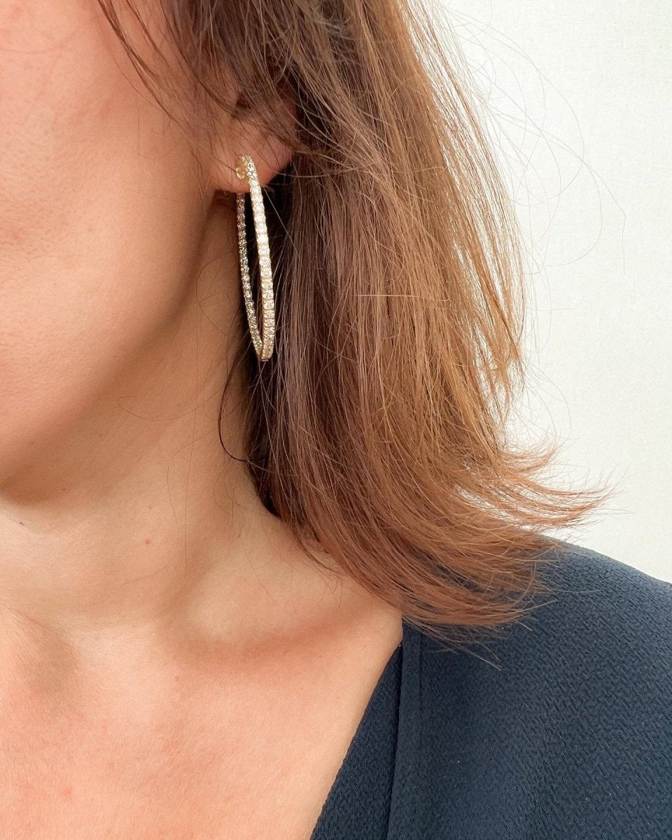 Créoles en or jaune pavées de diamants - Castafiore