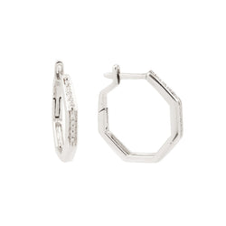 Créoles Octogonales Diamants Or Gris 18 Carats - Castafiore