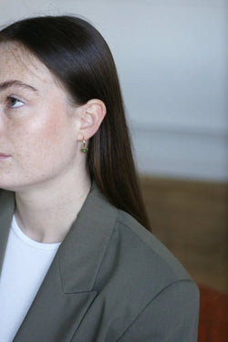 Créoles Or Jaune Coeur Emeraude Colombienne - Castafiore