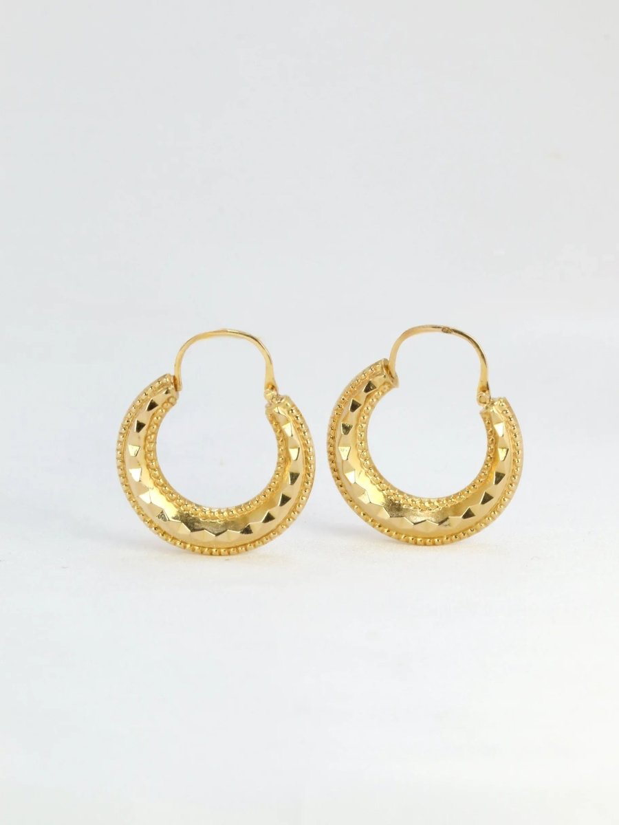 Créoles vintage or jaune godronné - Castafiore