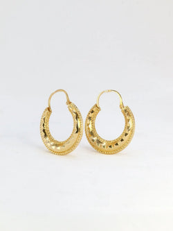 Créoles vintage or jaune godronné - Castafiore