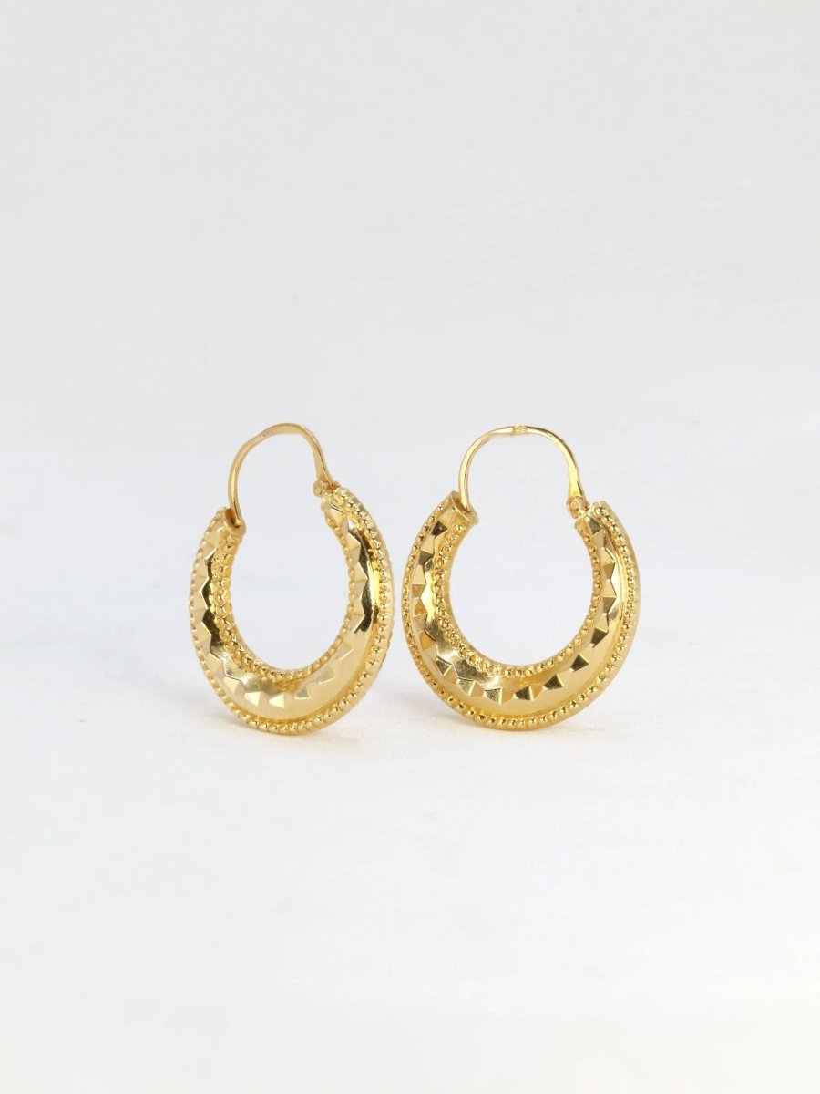 Créoles vintage or jaune godronné - Castafiore