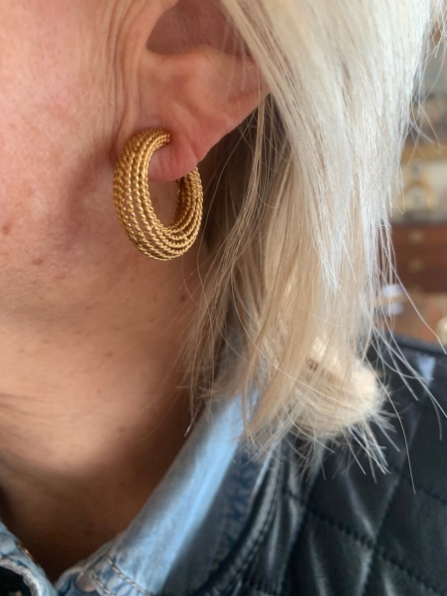 Créoles Vintage Torsades Or Jaune 18 Carats - Castafiore