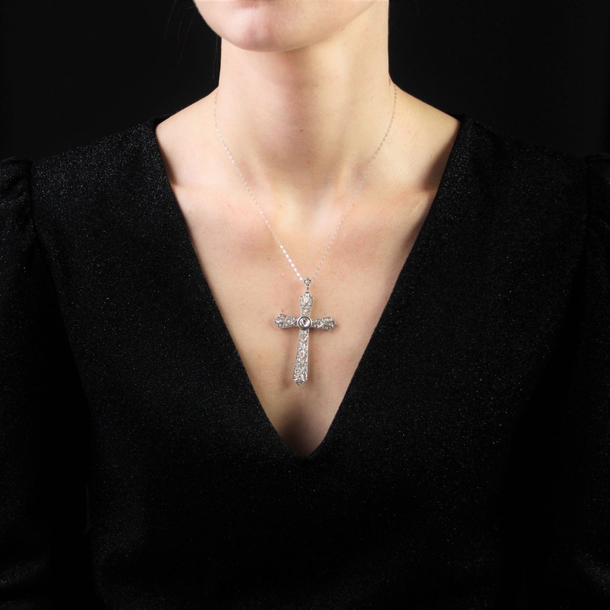 Croix ancienne diamants - Castafiore