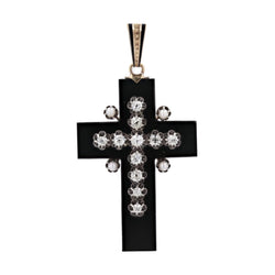 Croix ancienne en onyx et diamants - Castafiore