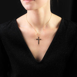 Croix ANCIENNE en or rose et or blanc - Castafiore