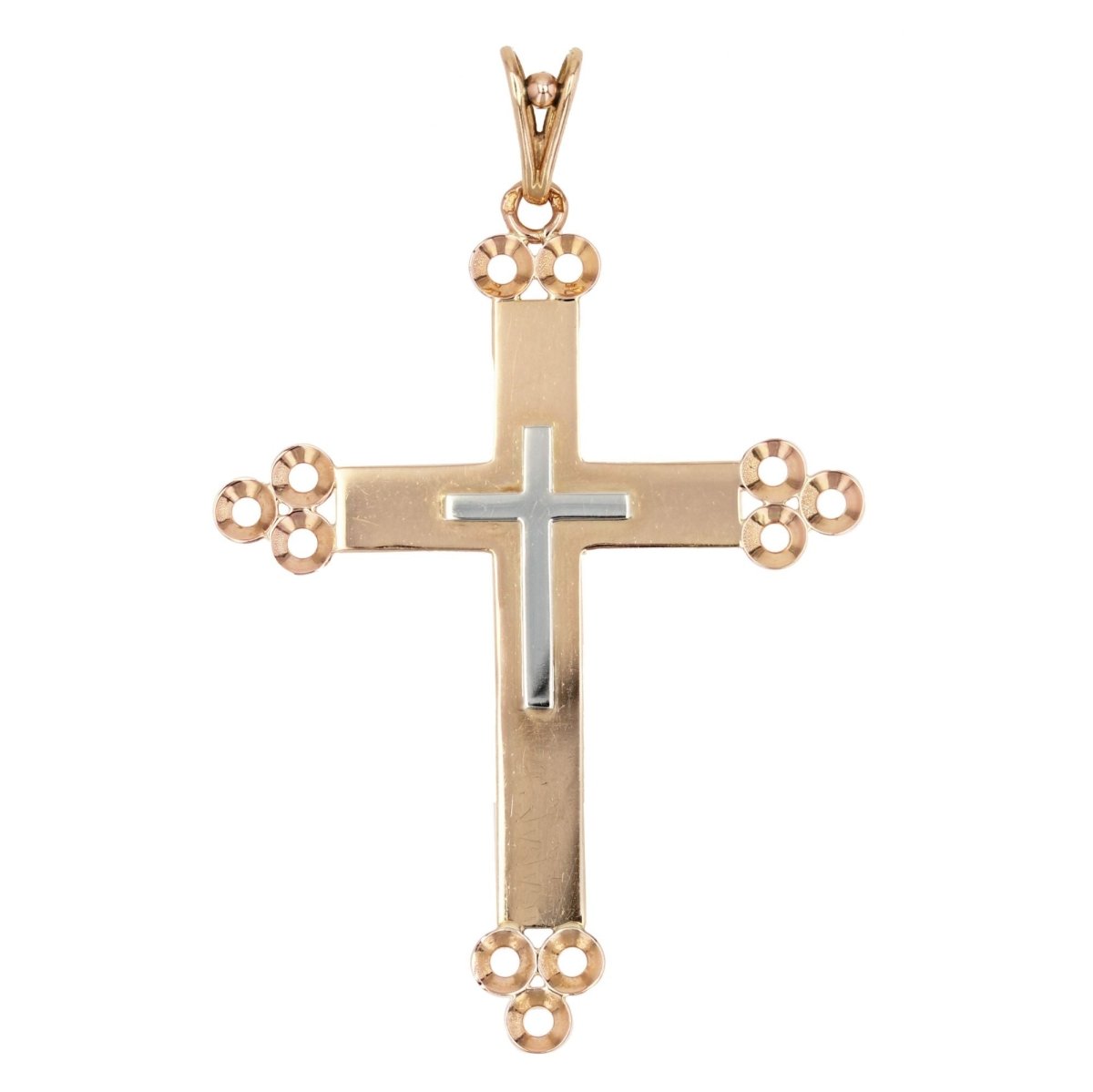 Croix ANCIENNE en or rose et or blanc - Castafiore