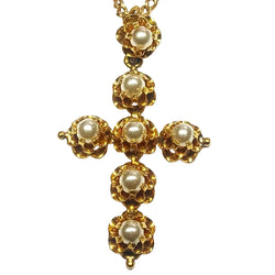 Croix ANCIENNE Or et perles fines en or jaune - Castafiore