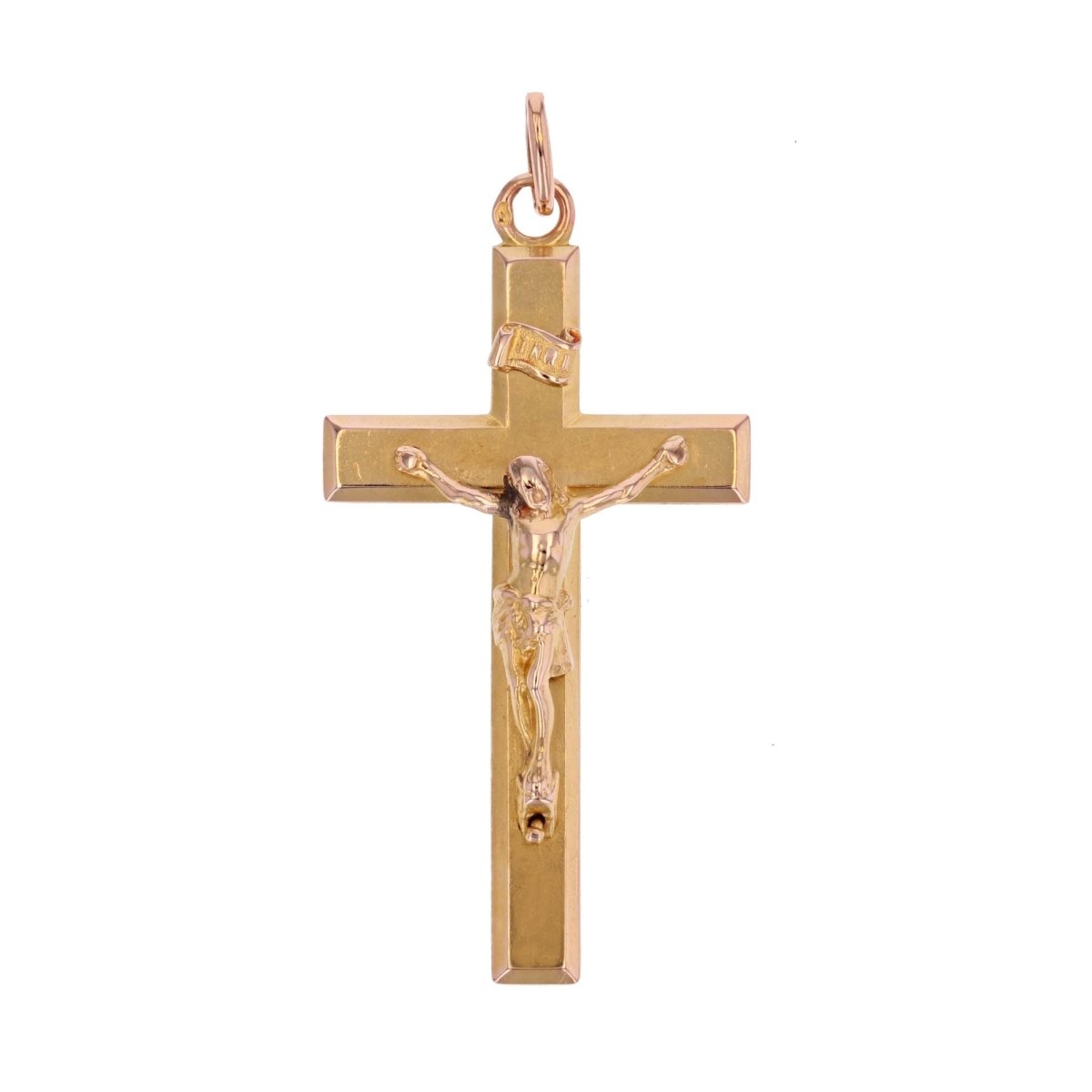 Croix ancienne or rose avec Christ - Castafiore