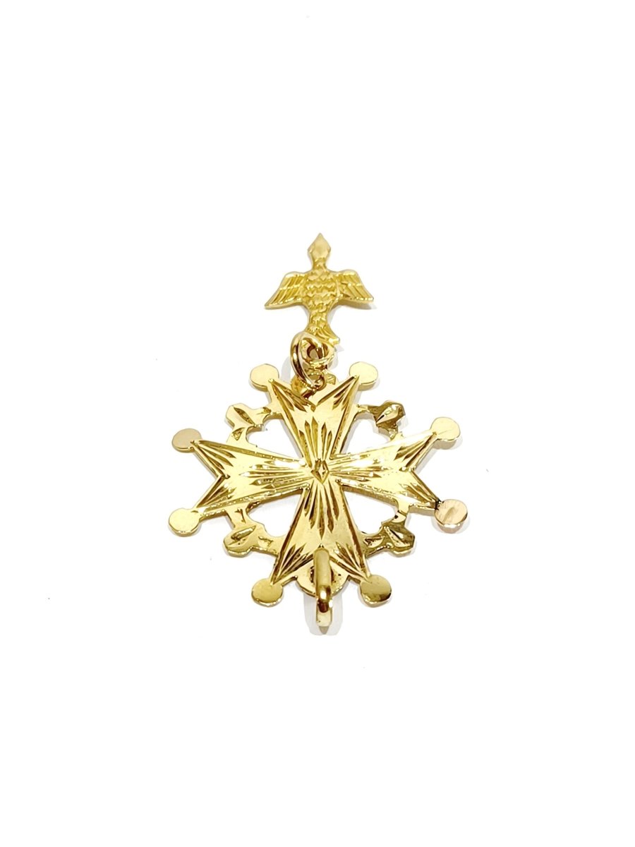Croix Huguenote avec Saint - Esprit en or 18 carats - Castafiore