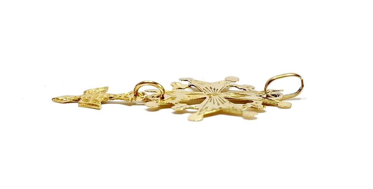 Croix Huguenote avec Saint - Esprit en or 18 carats - Castafiore