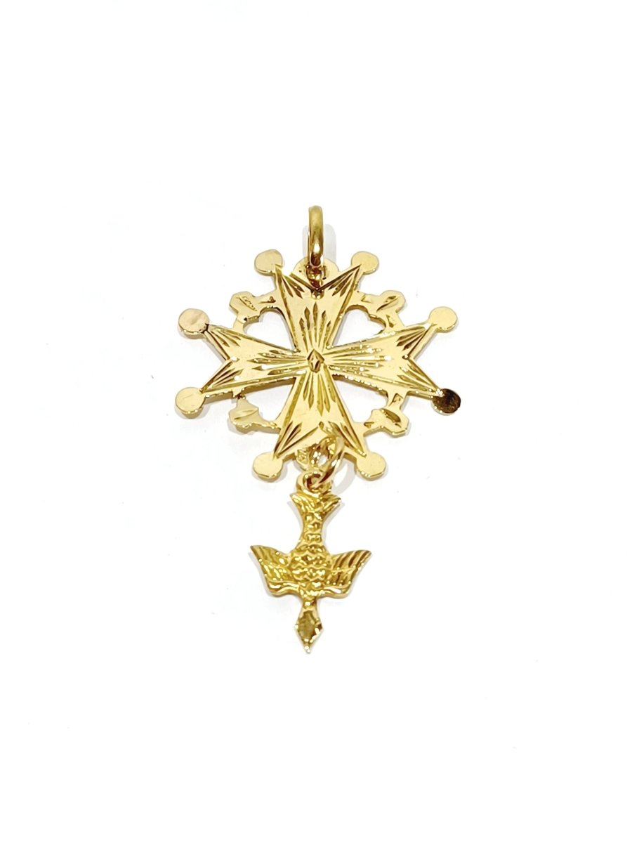 Croix Huguenote avec Saint - Esprit en or 18 carats - Castafiore