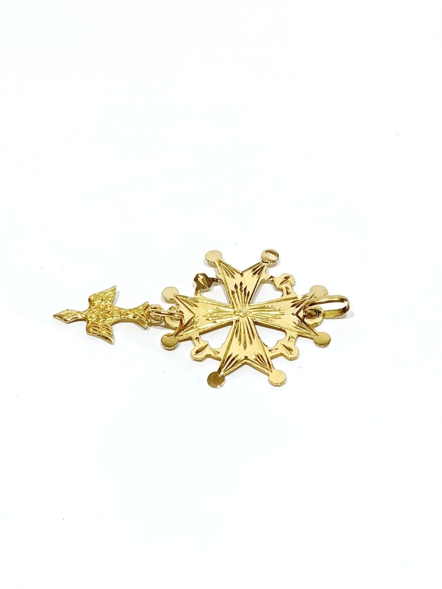 Croix Huguenote avec Saint - Esprit en or 18 carats - Castafiore