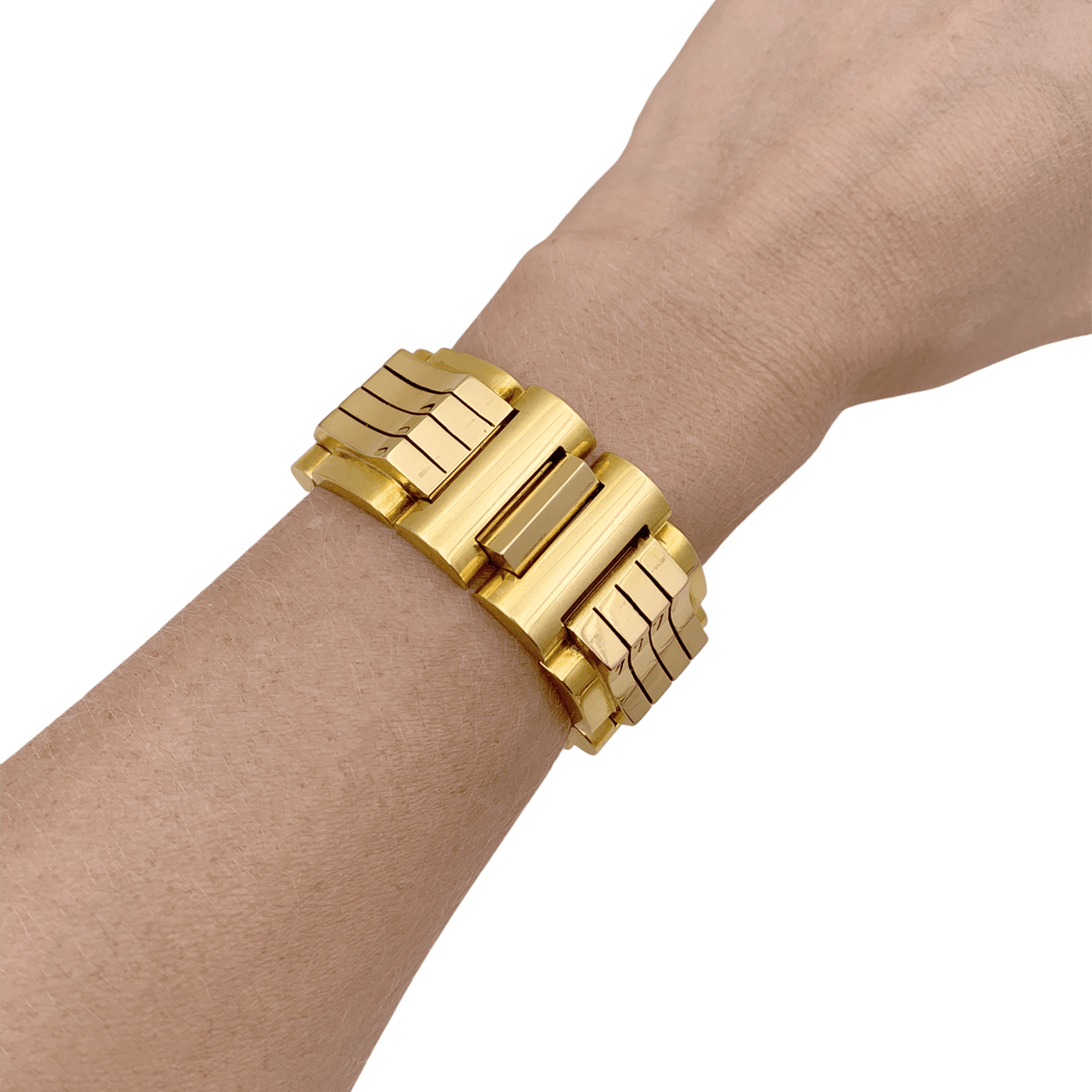 Bracelet "Tank", or jaune et or rose.