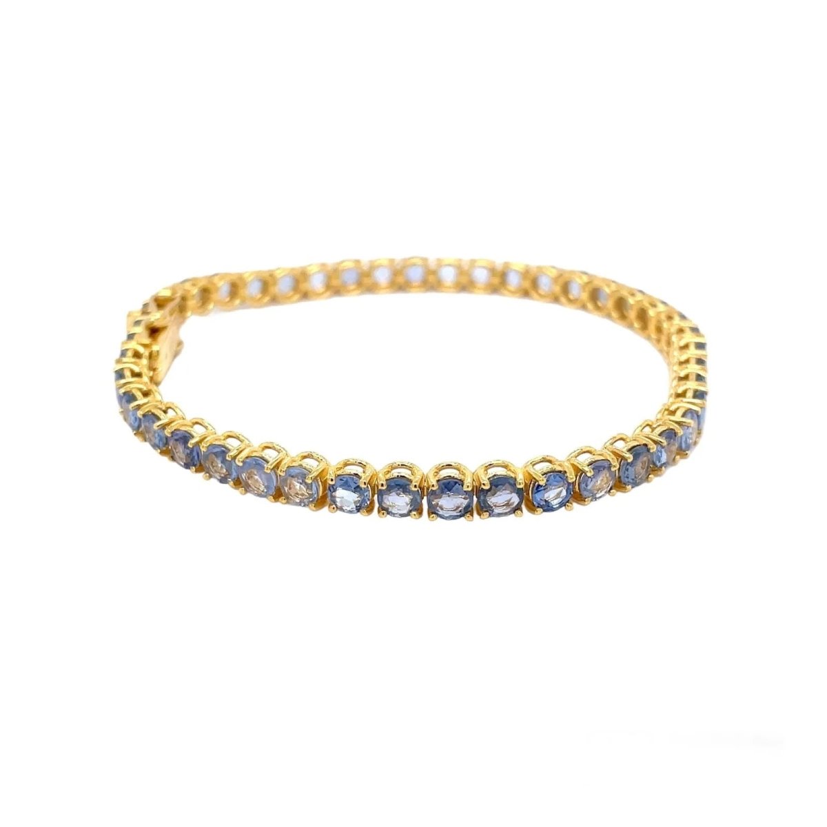 CTW 11 Natural Blu Sapphire Gold Tennis Bracelet - Castafiore