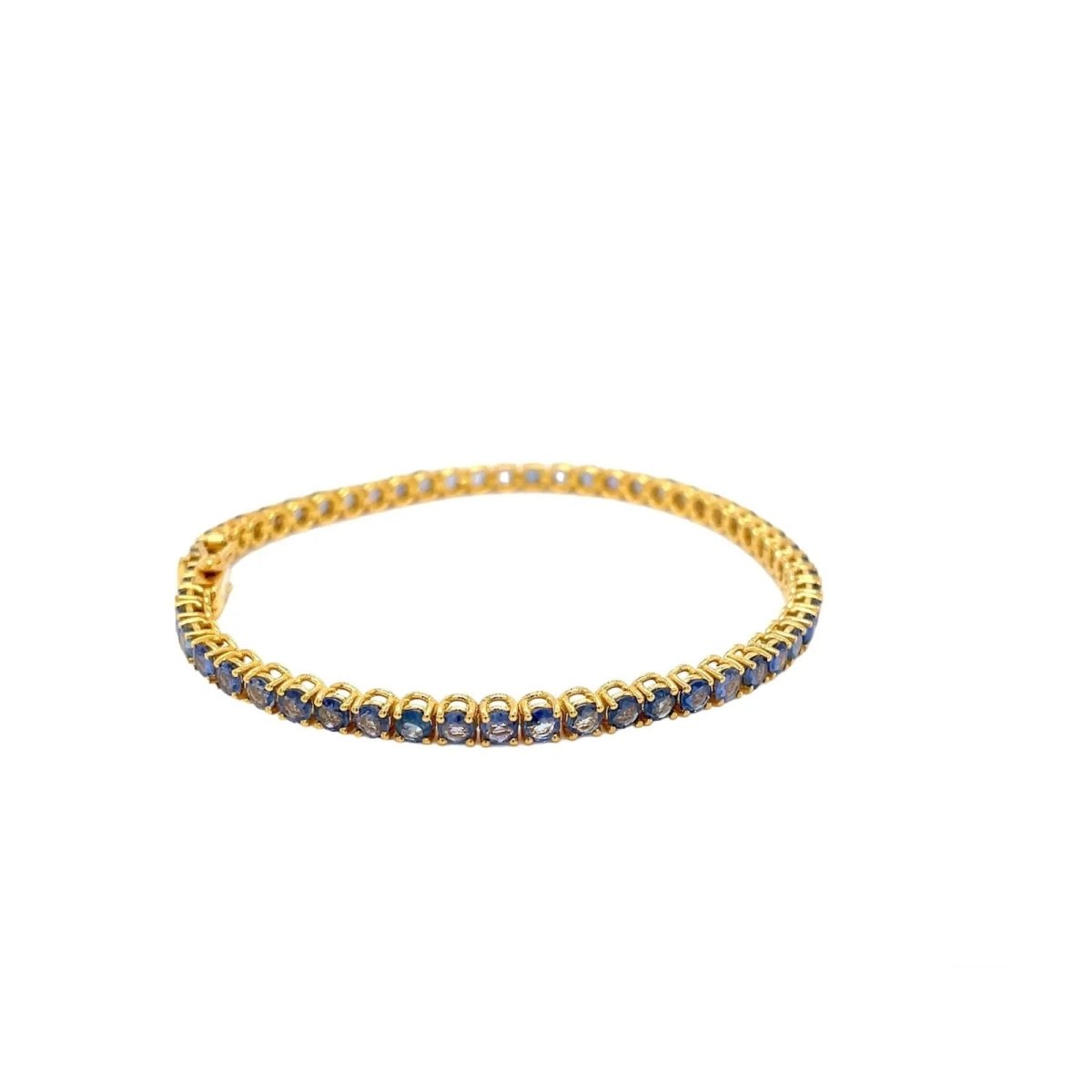 CTW 6 Natural Blu Sapphire Gold Tennis Bracelet - Castafiore