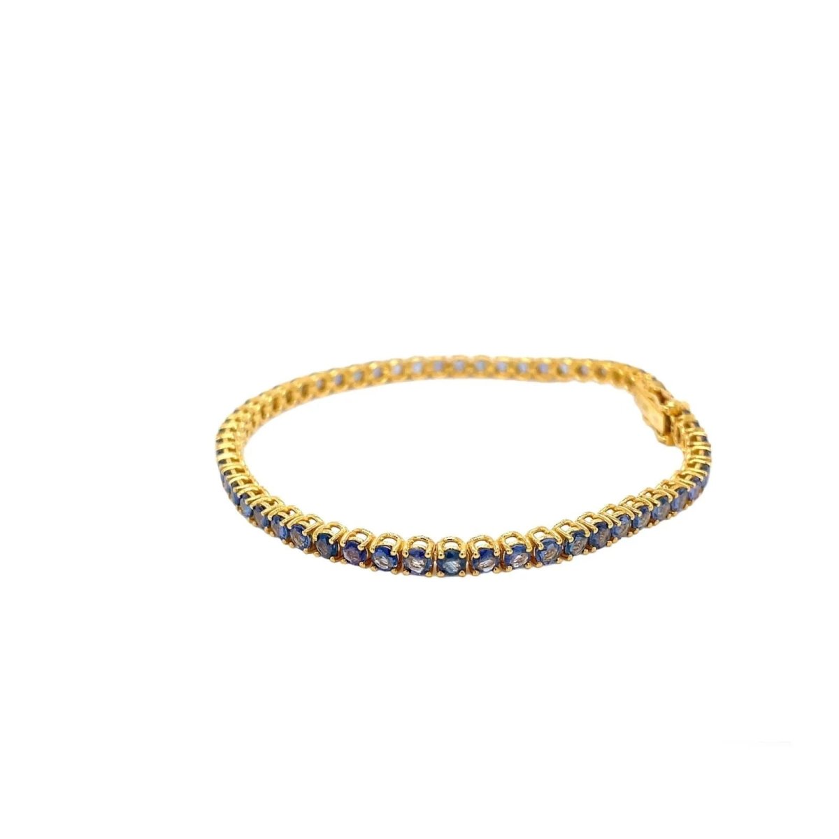 CTW 6 Natural Blu Sapphire Gold Tennis Bracelet - Castafiore