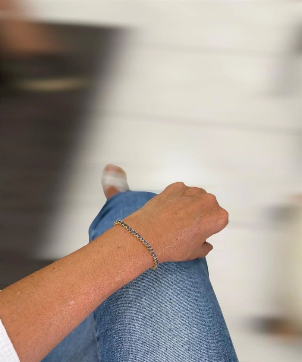 CTW 6 Natural Blu Sapphire Gold Tennis Bracelet - Castafiore