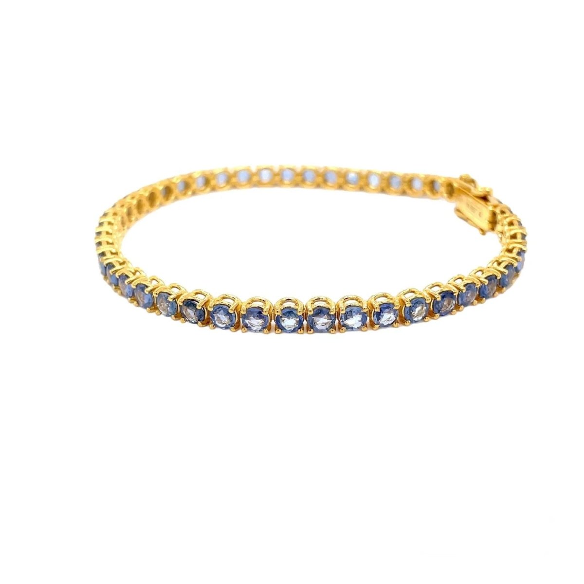 CTW 8 Natural Blu Sapphire Gold Tennis Bracelet - Castafiore
