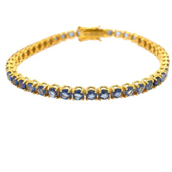 CTW 8 Natural Blu Sapphire Gold Tennis Bracelet - Castafiore