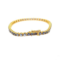 CTW 8 Natural Blu Sapphire Gold Tennis Bracelet - Castafiore