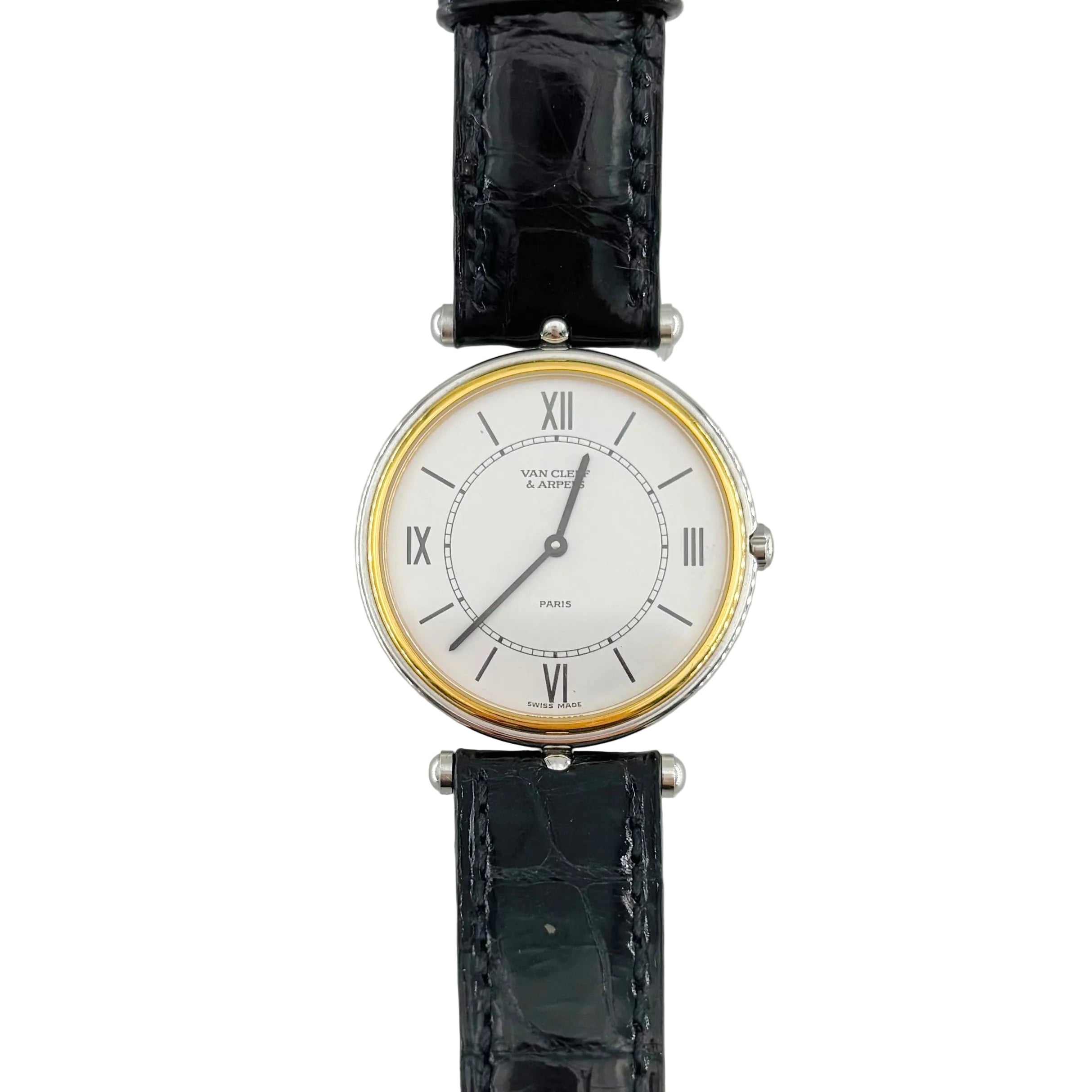 Montre VAN CLEEF & ARPELS "La Collection" en or jaune, acier et cuir