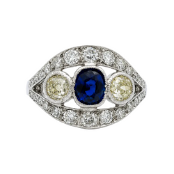 Bague en or blanc, saphir et diamants
