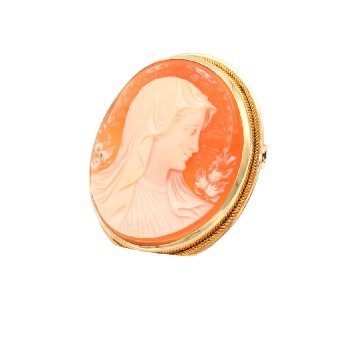 Broche en or jaune et camée