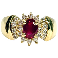 Bague Tank en or jaune, rubis et diamants