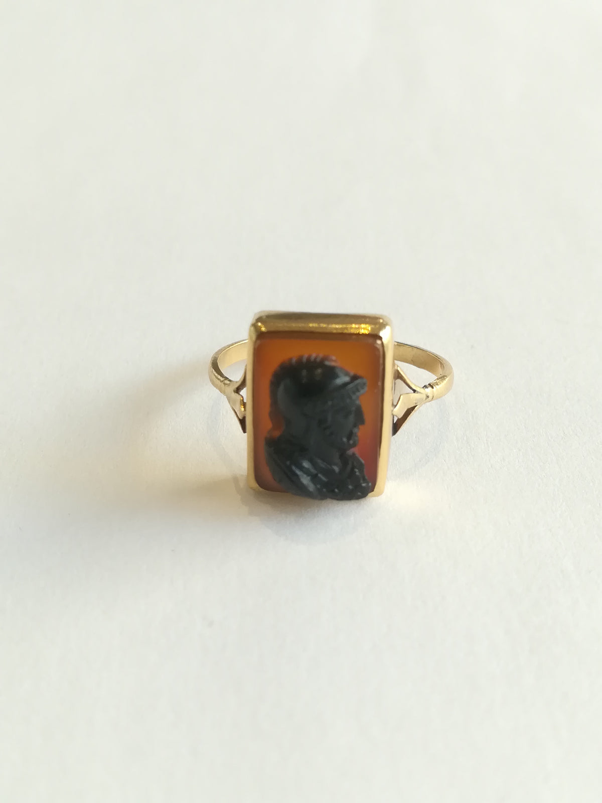 Bague Ancienne Camée Agate Guerrier Grec
