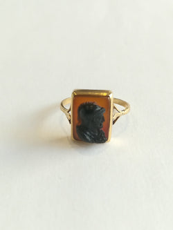 Bague Ancienne Camée Agate Guerrier Grec