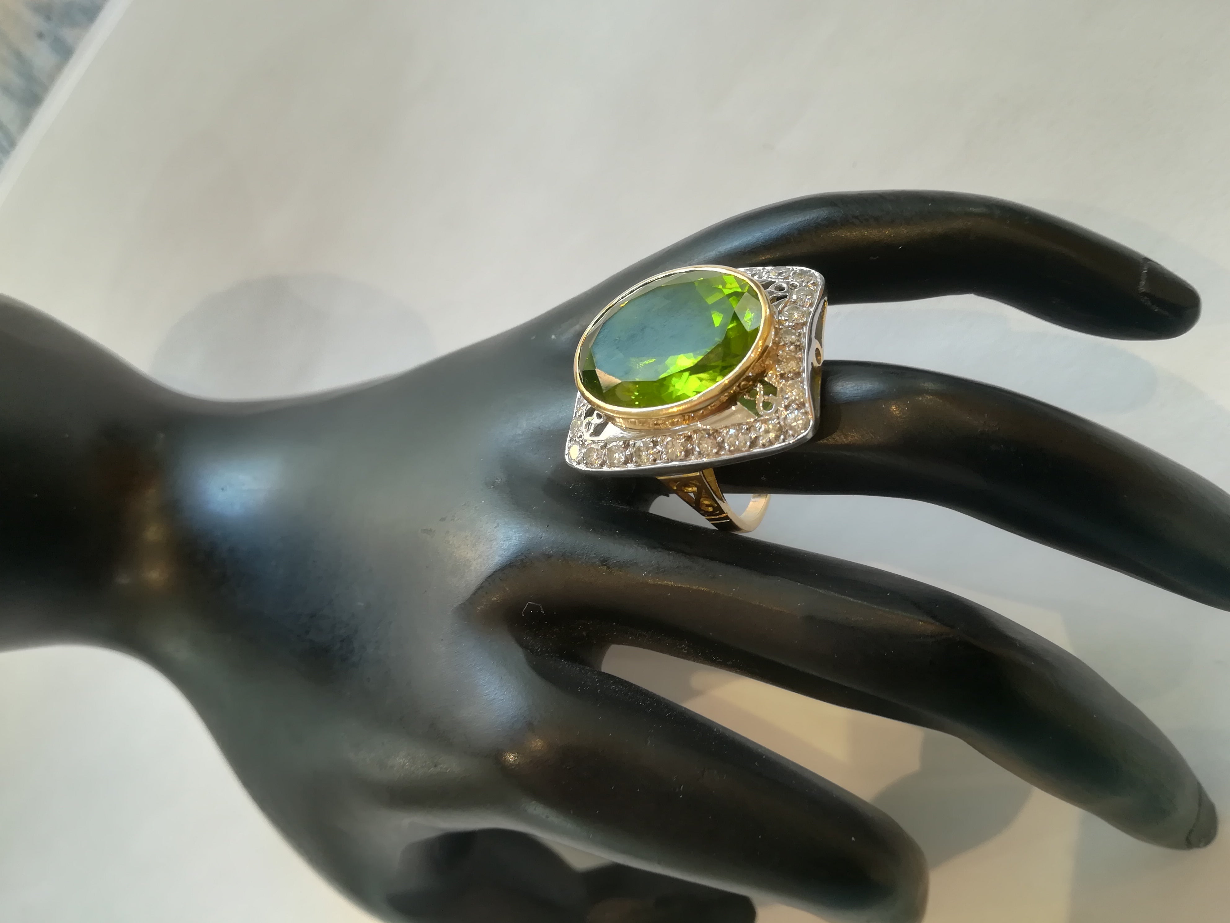 Bague 2 Ors Péridot Diamants