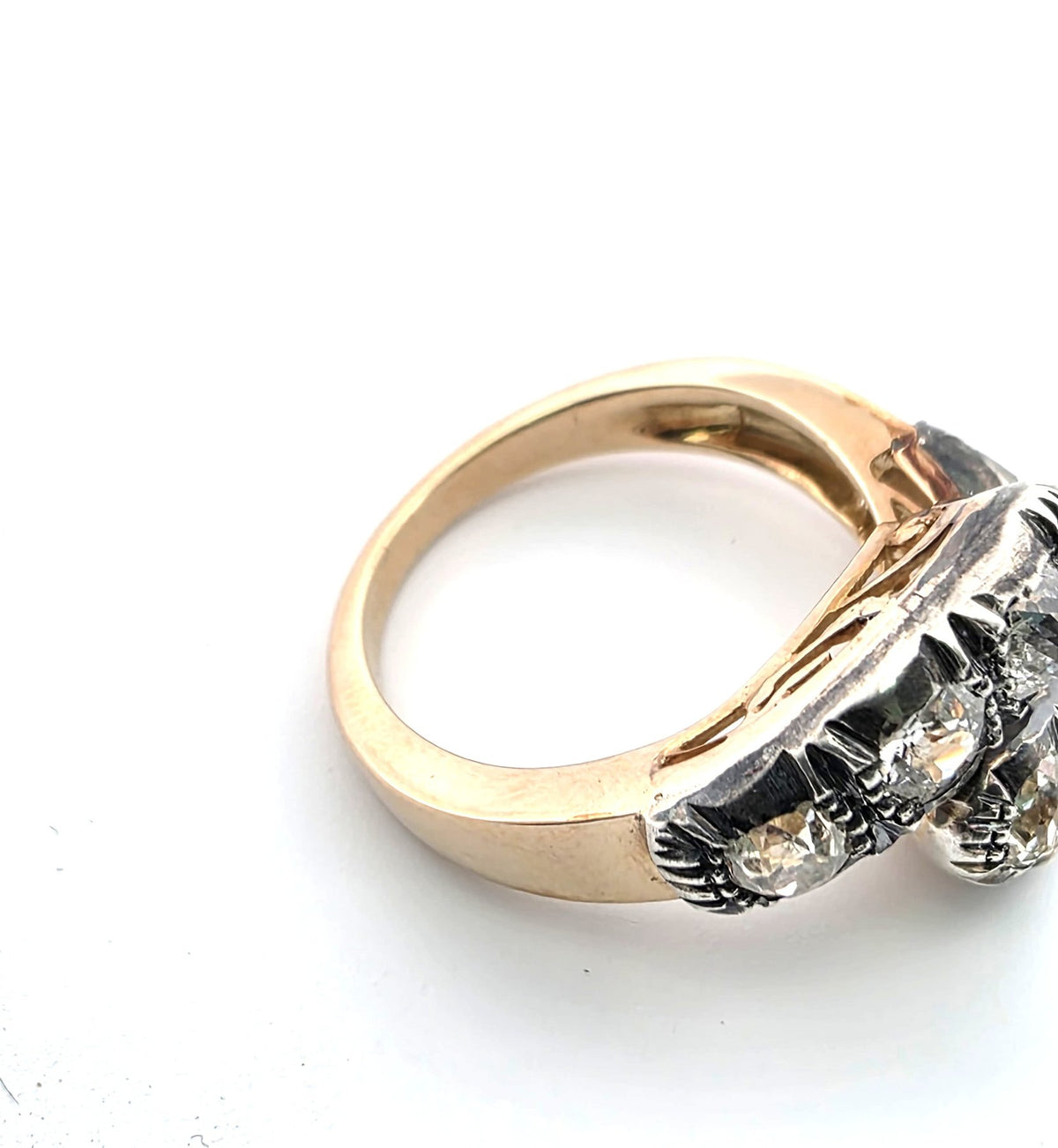 Bague Toi & Moi en or jaune, argent et diamants