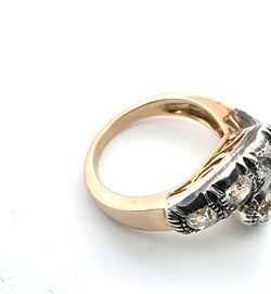 Bague Toi & Moi en or jaune, argent et diamants