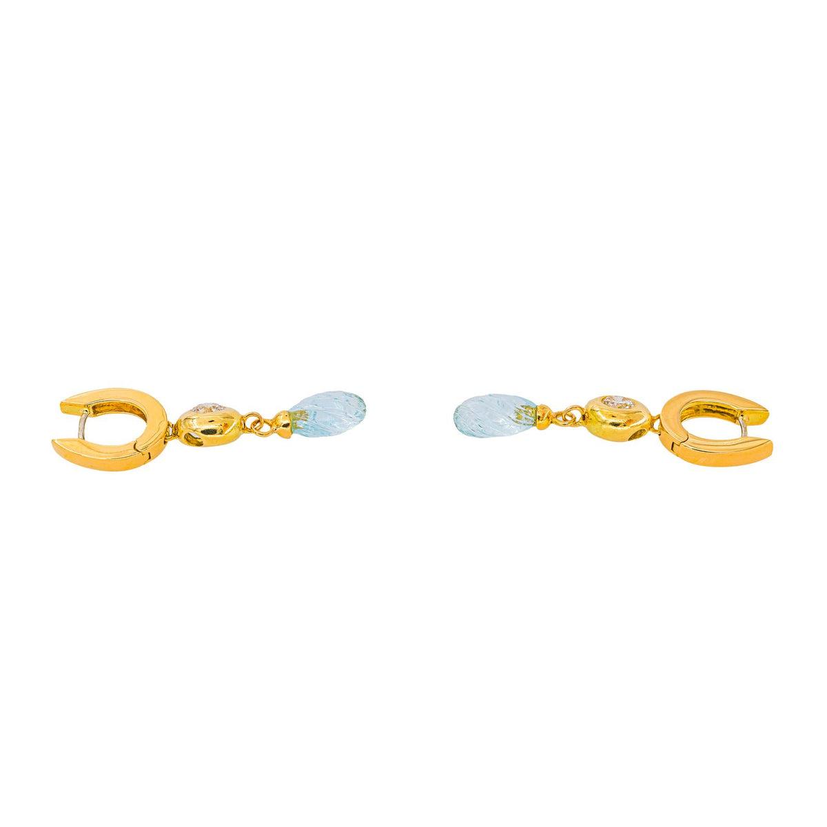 Boucles d'oreilles Or jaune Aigue-marine